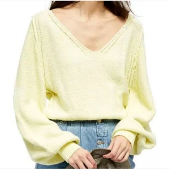 Free people riptide v-neck limon combo sweater - Picture 1 of 4